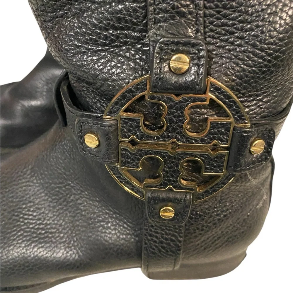 Tory Burch Black Tall Leather Boots